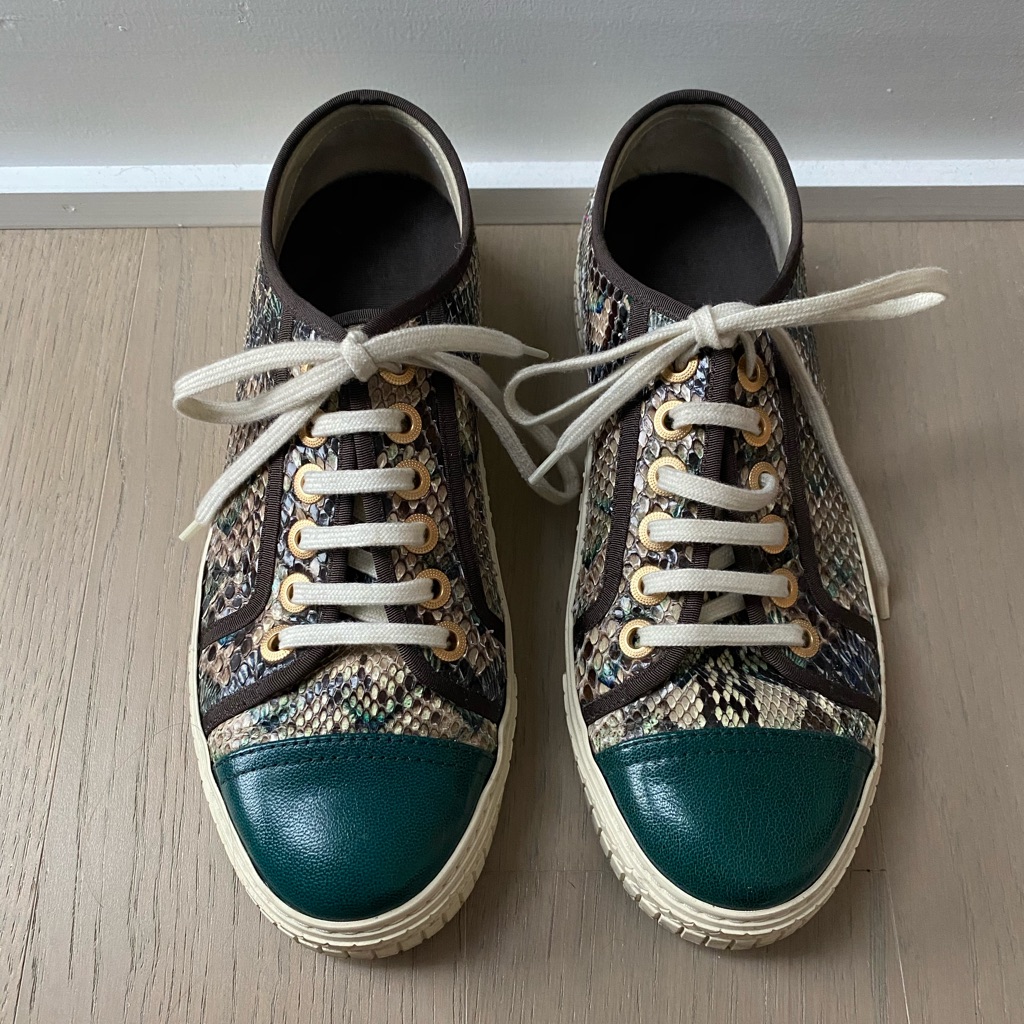 Chanel Python And Leather Cap Toe Sneaker